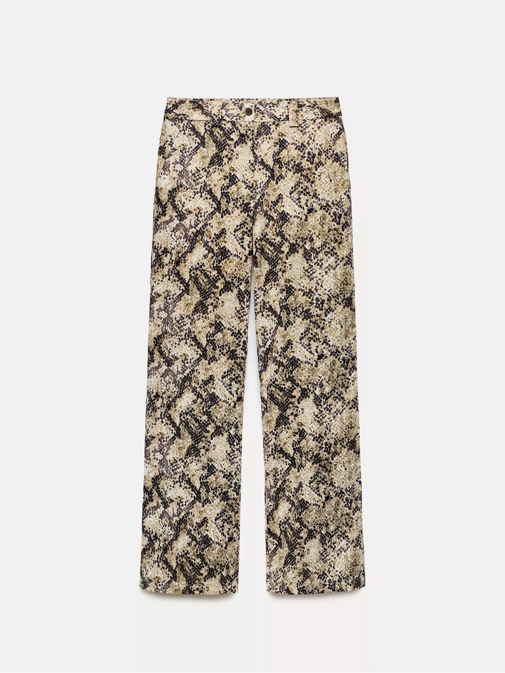 Zara Snake Print Straight Leg Pants in Tan and Black